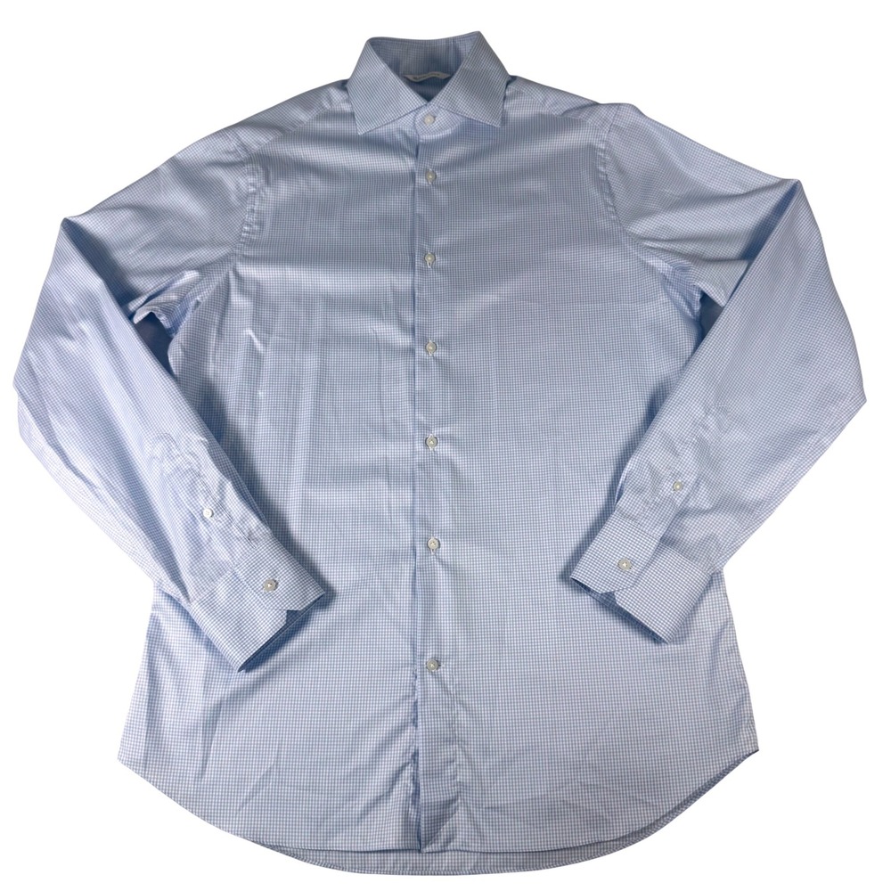 Suitsupply Dress Shirt Mens XL Blue Cotton Gingham Check Weba Professional